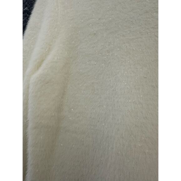 Talbots Eyelash Sequin Beaded Sweater M Soft Dainty Ivory - Picture 3 of 7